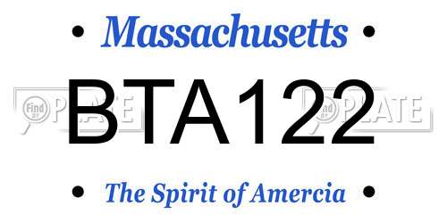 BTA122 Massachusetts License Plate