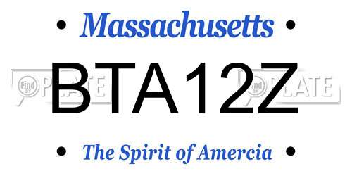 BTA12Z Massachusetts License Plate