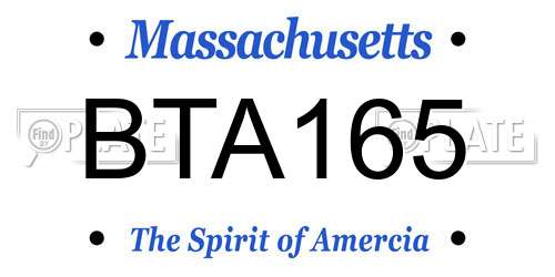 BTA165 Massachusetts License Plate