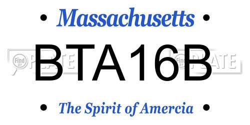 BTA16B Massachusetts License Plate