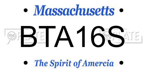 BTA16S Massachusetts License Plate