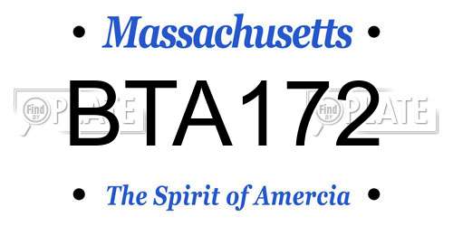 BTA172 Massachusetts License Plate