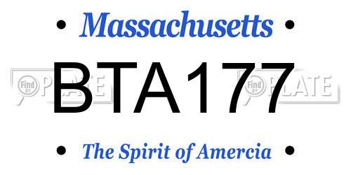 BTA177 Massachusetts License Plate