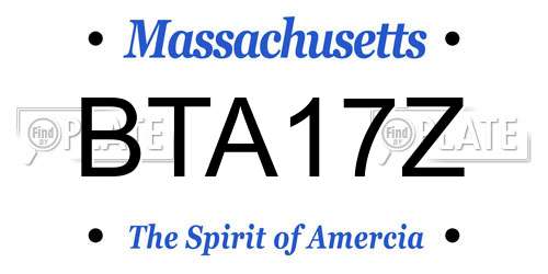 BTA17Z Massachusetts License Plate