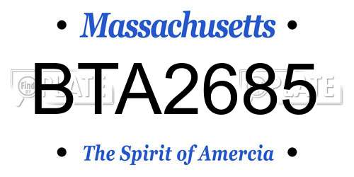 BTA2685 Massachusetts License Plate