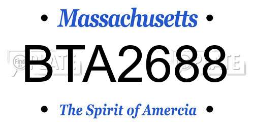 BTA2688 Massachusetts License Plate