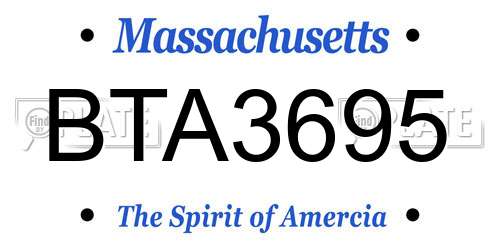 BTA3695 Massachusetts License Plate