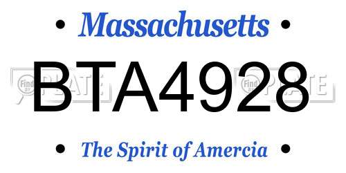 BTA4928 Massachusetts License Plate