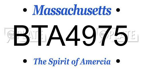 BTA4975 Massachusetts License Plate