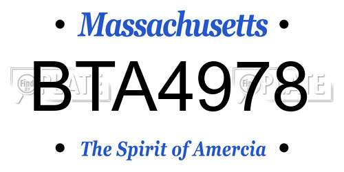 BTA4978 Massachusetts License Plate