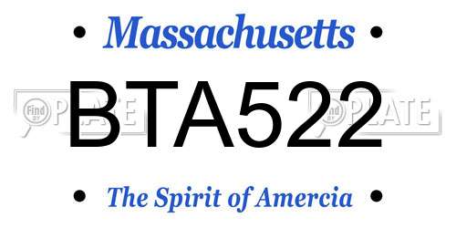 BTA522 Massachusetts License Plate