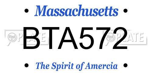 BTA572 Massachusetts License Plate