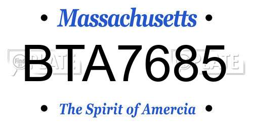 BTA7685 Massachusetts License Plate