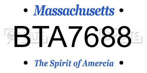 BTA7688 Massachusetts License Plate