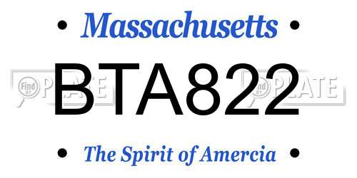 BTA822 Massachusetts License Plate