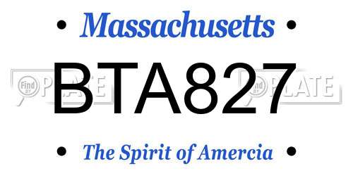 BTA827 Massachusetts License Plate