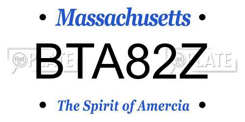 BTA82Z Massachusetts License Plate