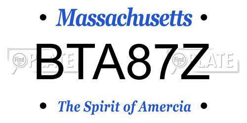 BTA87Z Massachusetts License Plate