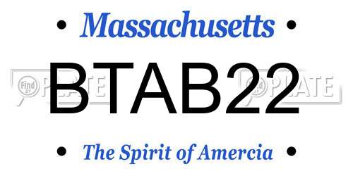 BTAB22 Massachusetts License Plate