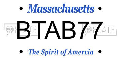BTAB77 Massachusetts License Plate