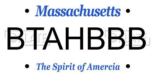 BTAHBBB Massachusetts License Plate