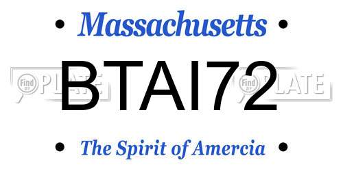 BTAI72 Massachusetts License Plate