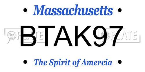 BTAK97 Massachusetts License Plate