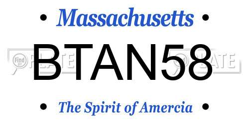 BTAN58 Massachusetts License Plate
