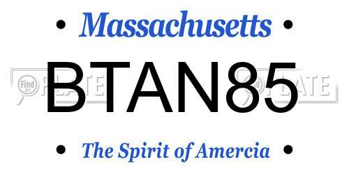 BTAN85 Massachusetts License Plate
