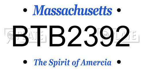 BTB2392 Massachusetts License Plate