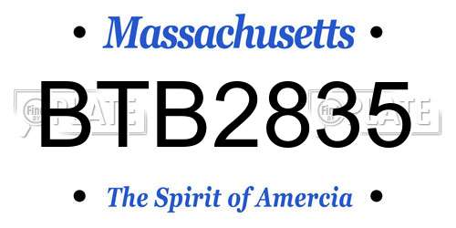 BTB2835 Massachusetts License Plate