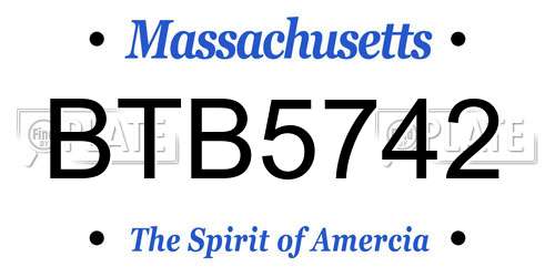 BTB5742 Massachusetts License Plate