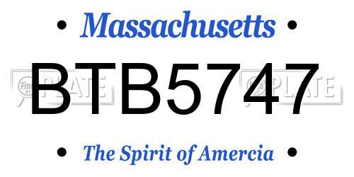 BTB5747 Massachusetts License Plate