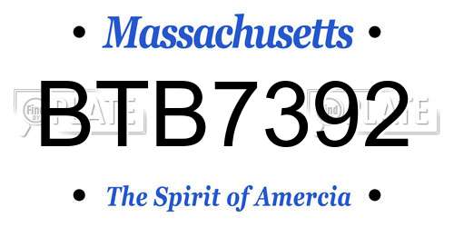 BTB7392 Massachusetts License Plate