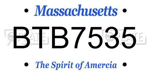 BTB7535 Massachusetts License Plate