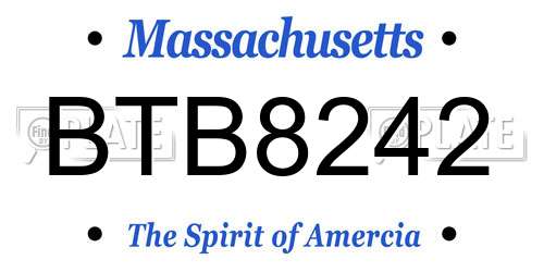 BTB8242 Massachusetts License Plate