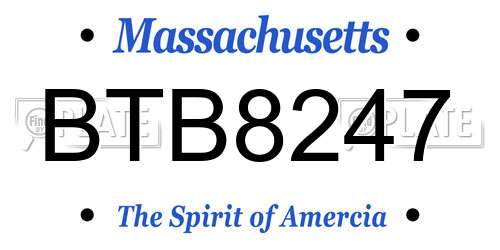 BTB8247 Massachusetts License Plate