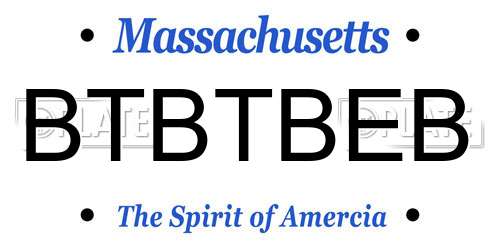 BTBTBEB Massachusetts License Plate