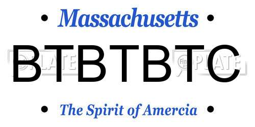 BTBTBTC Massachusetts License Plate