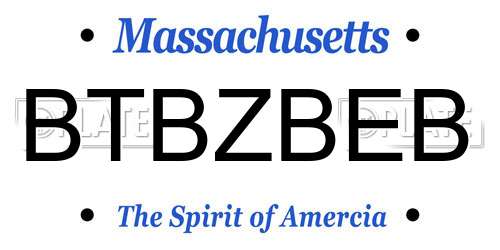 BTBZBEB Massachusetts License Plate