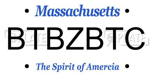 BTBZBTC Massachusetts License Plate