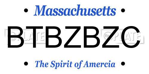 BTBZBZC Massachusetts License Plate