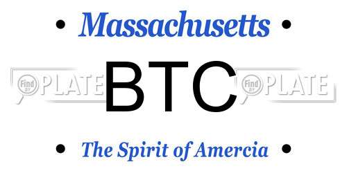 BTC Massachusetts License Plate