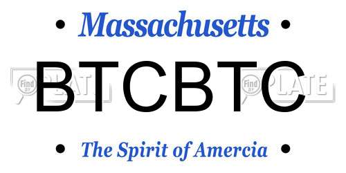 BTCBTC Massachusetts License Plate