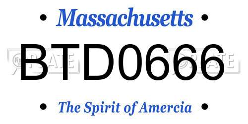 BTD0666 Massachusetts License Plate