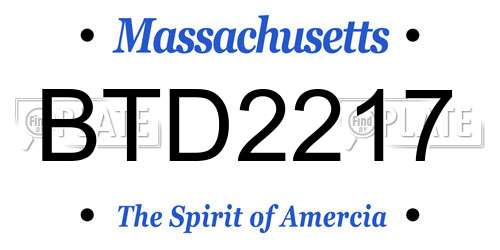 BTD2217 Massachusetts License Plate