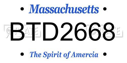 BTD2668 Massachusetts License Plate