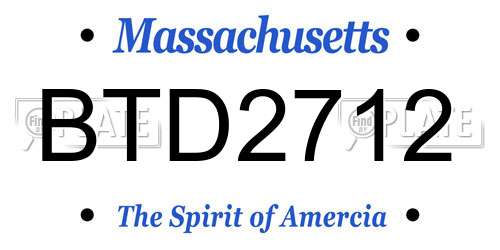 BTD2712 Massachusetts License Plate