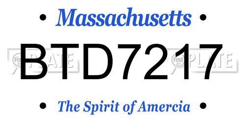 BTD7217 Massachusetts License Plate
