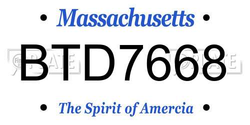BTD7668 Massachusetts License Plate